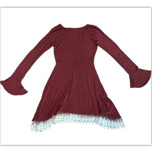 altar'd state dress S   Neck T-shirt Tunic Dress With crochet Trim On Bottom